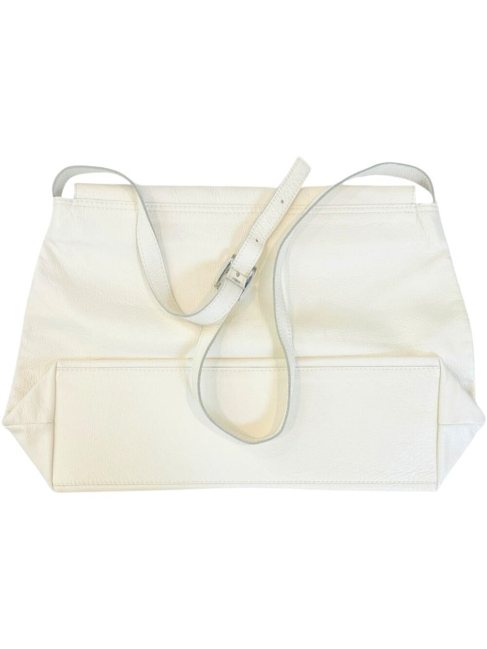 Beachwood by Emily - Cream Colored Leather Purse - 17" W x 11.5" H x 4.5" D - EX - Picture 4 of 6